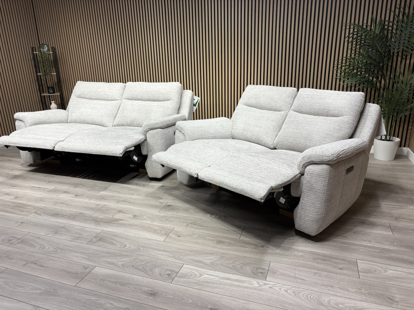NAVONA 3 Seater + 2 Seater Fabric Sofa Set, Power Recliners - RRP £3,298