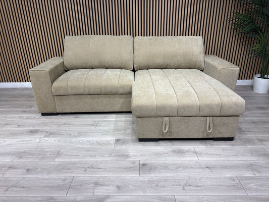 MONACO Premium Fabric RHF or LHF Chaise Sofa Bed with Storage - RRP £1549
