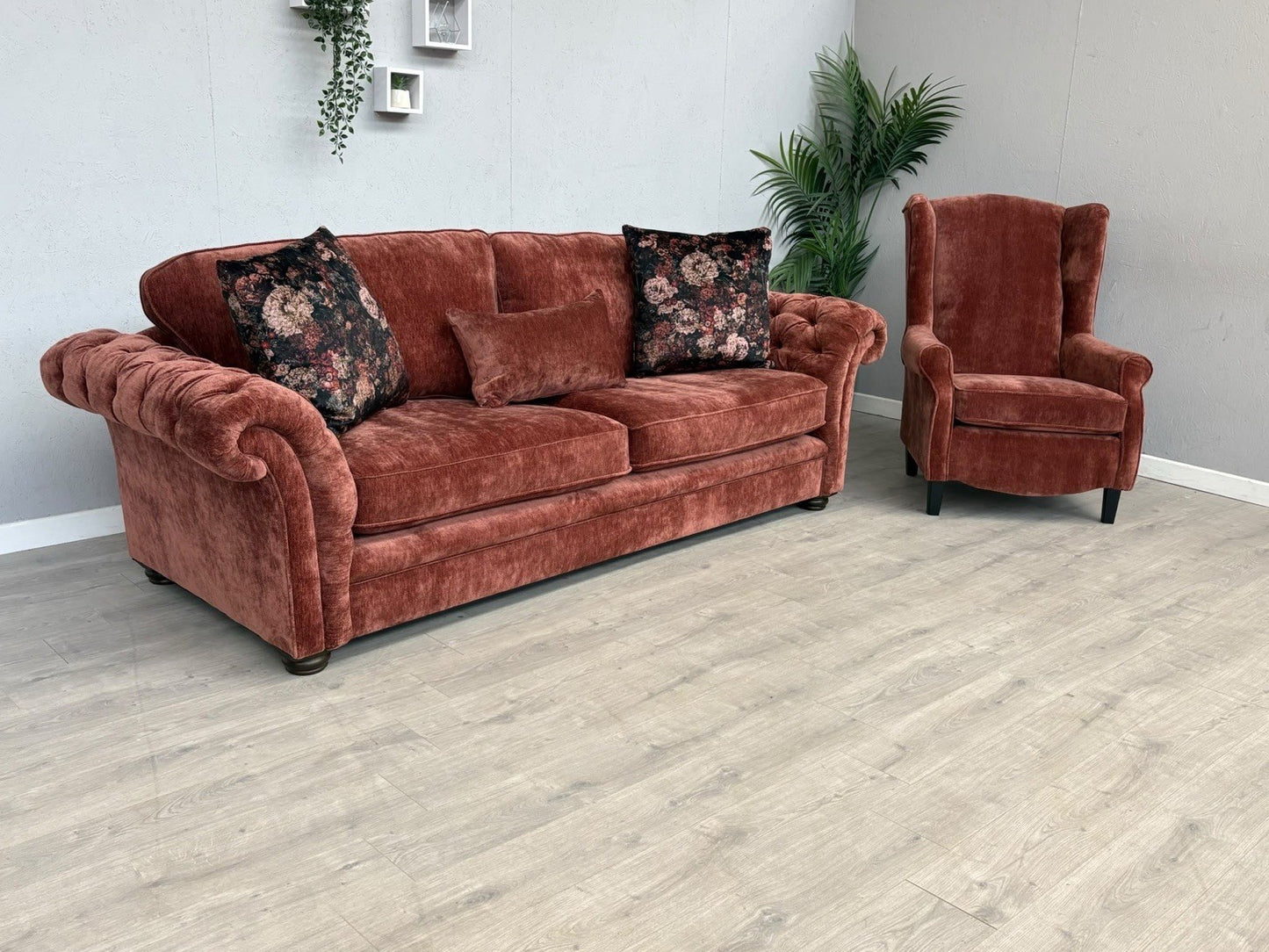 Victoria Fabric 4 Seater Sofa + Wingback Chair Set - RRP £3598