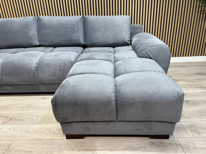AZZURO Premium Fabric RHF Corner Chaise Sofa Bed with Storage, Grey - RRP £1,799