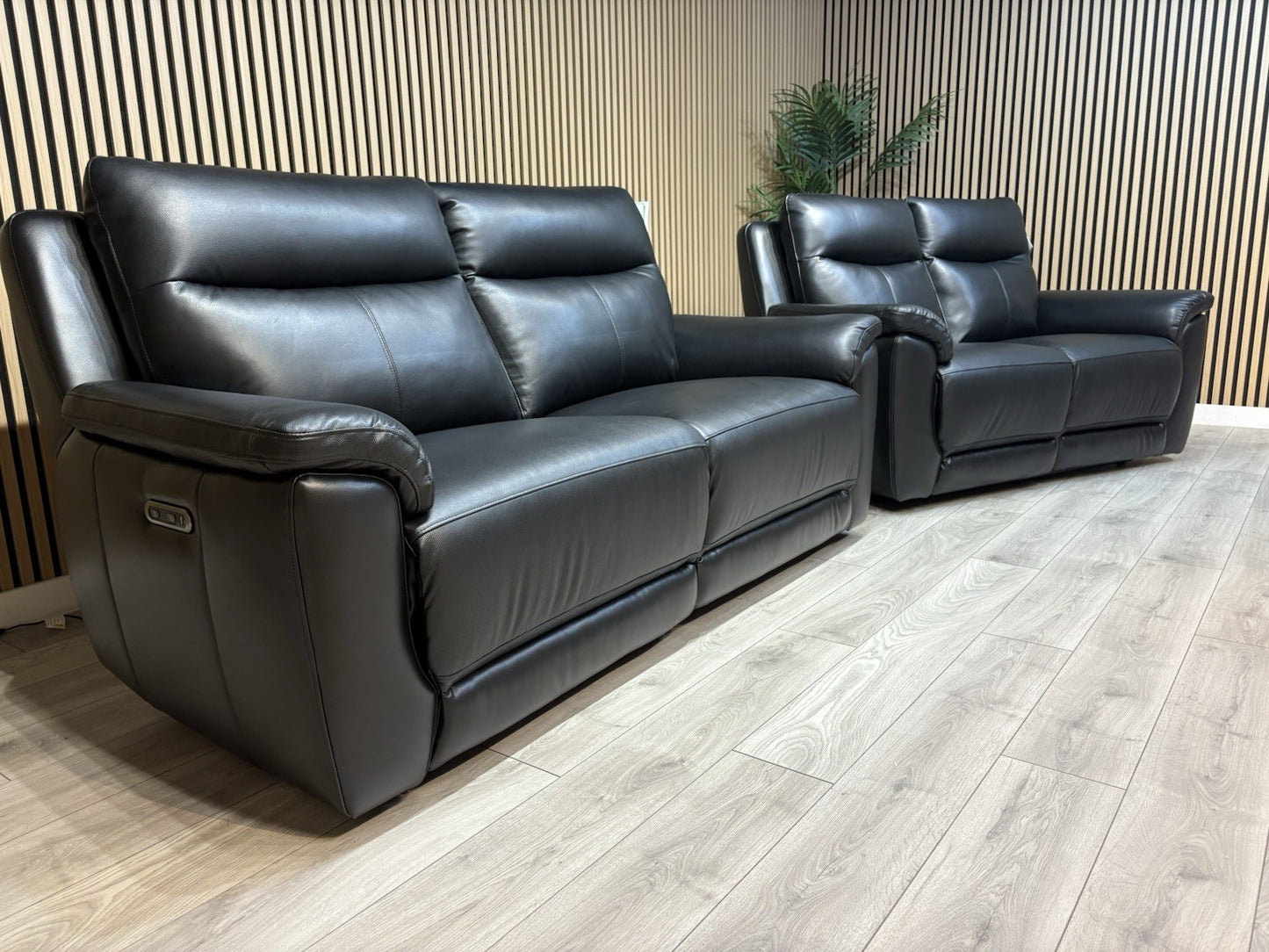 NAVONA 3 Seater + 2 Seater Leather Sofa Set, Power Recliners - RRP £3,498