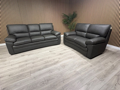 DFS Brooker Leather 3 Seater + 2 Seater Static Sofa Set  - RRP £3690
