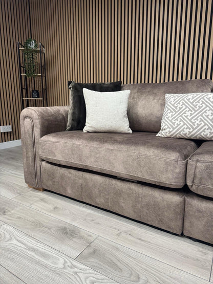 DEVINE Glamour Large Fabric 4 Seater Sofa, Chocolate - RRP £1395