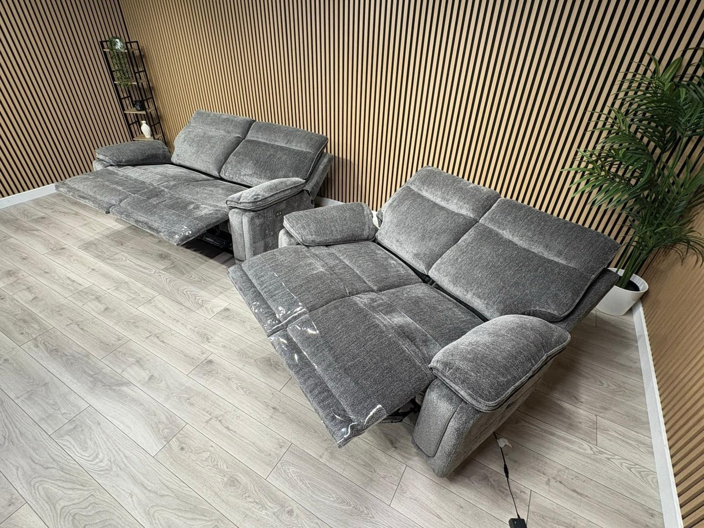 DFS Sample - Cadenza Style Fabric 3 + 2 Seater Power Sofa Set - RRP £2898