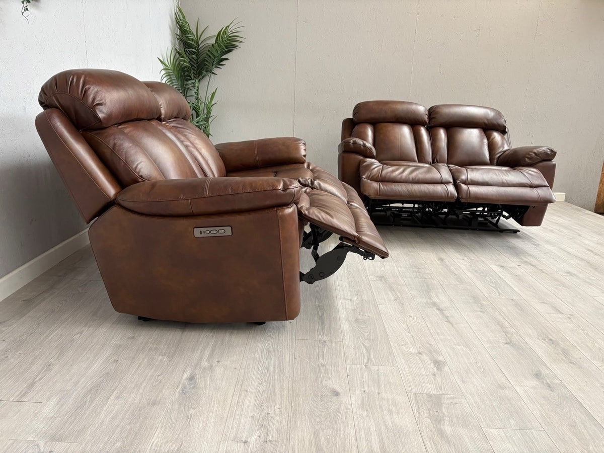 DFS Bravado Leather 2+2 Seater Power Recliner Sofa Set - RRP £3798