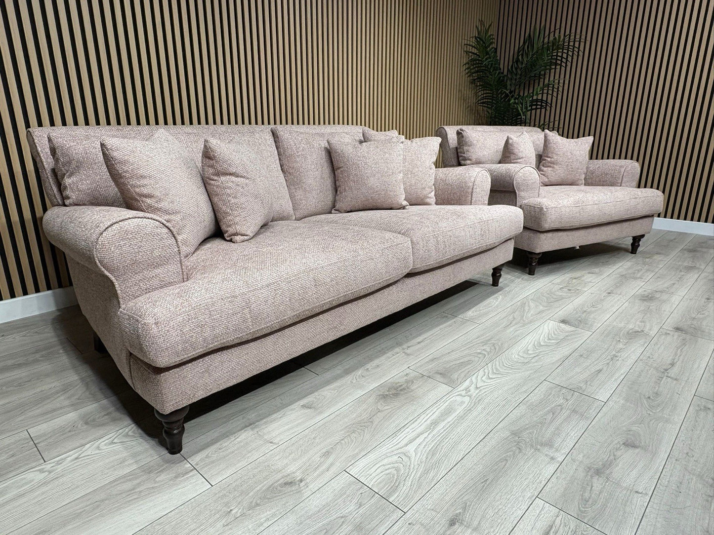 Laura Ashley LYNDEN Style Fabric 3 Seater Sofa + 1 Snuggle Chair - RRP £2895