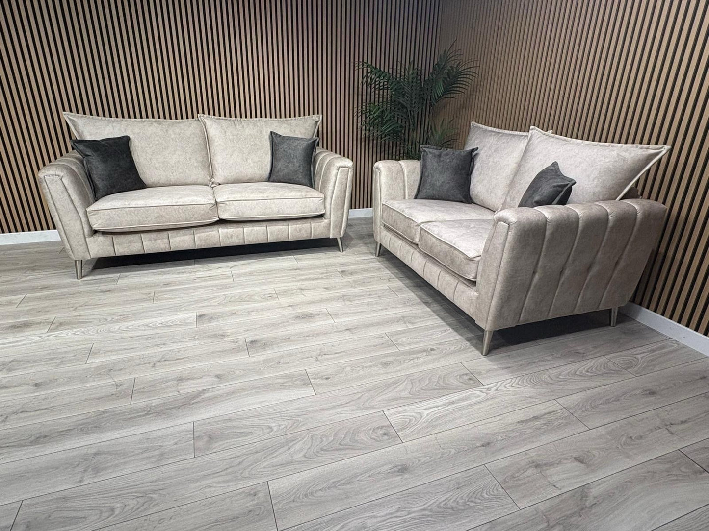 DFS - Cherished Style 3 + 2 Seater Sofa Set, Formal Back, Oatmeal - RRP £2,598