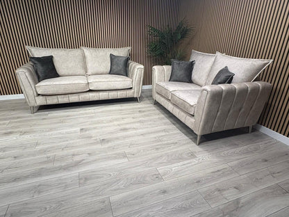 DFS - Cherished Style 3 + 2 Seater Sofa Set, Formal Back, Oatmeal - RRP £2,598