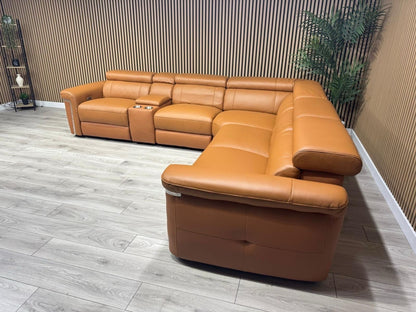 VENICE Leather 2 Corner 2 Power Recliner Sofa + Console - RRP £5,599