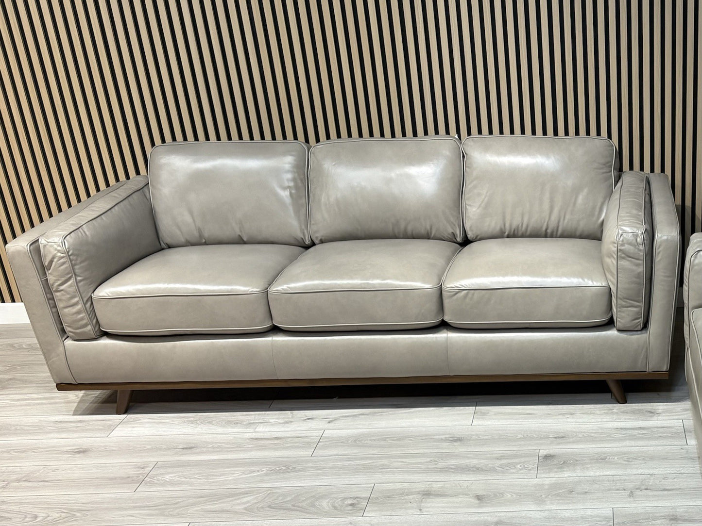 John Lewis Sample VALENCIA Leather 3 Seater Sofa, Greige - RRP £2299