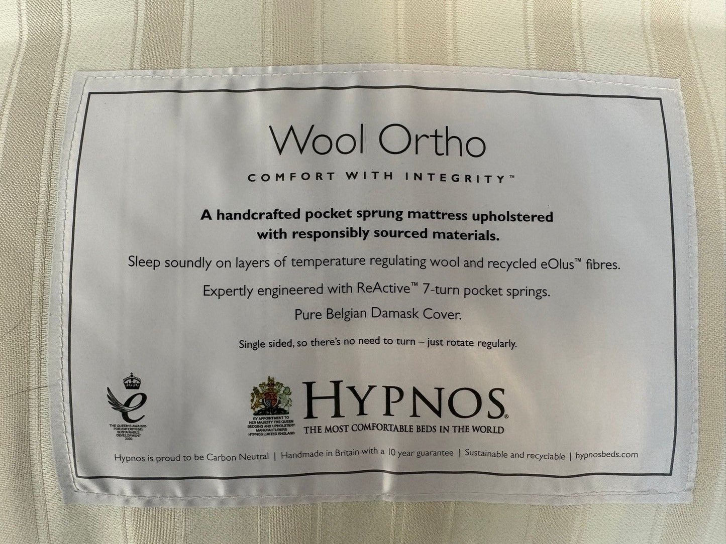 Hypnos Wool Ortho 5ft Kingsize Mattress, Firm - RRP £1,004