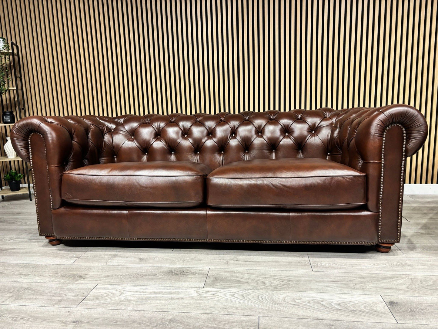 At The Helm Shackleton Style 3 Seater Sofa + Armchair Leather Chesterfield Set