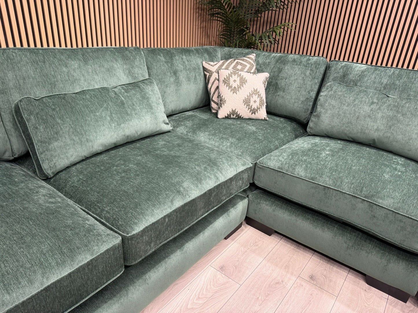 Sofology CAVALLI Style Fabric Open Chaise RHF Corner Sofa + Footstool - RRP £5398