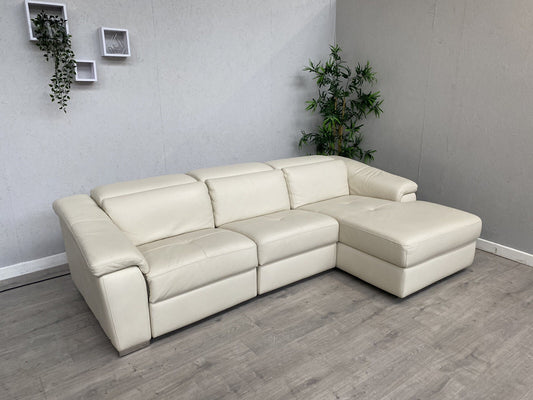 F. Village Nicoletti GALILEO Leather Chaise End Sofa, Power Recliner - RRP £5095