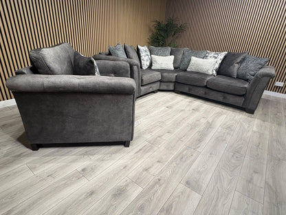 Furniture Village Aura Classic Back RHF Corner Sofa + Love Chair, RRP £4840