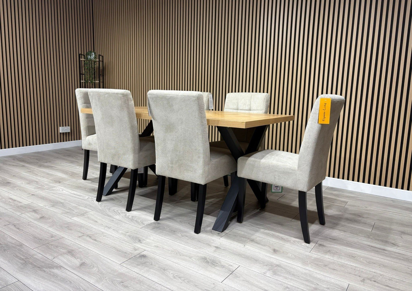 NEXT Sample - LOWRY Oak Parquet Veneer Dining Table + 6 x Chairs - RRP £2,299