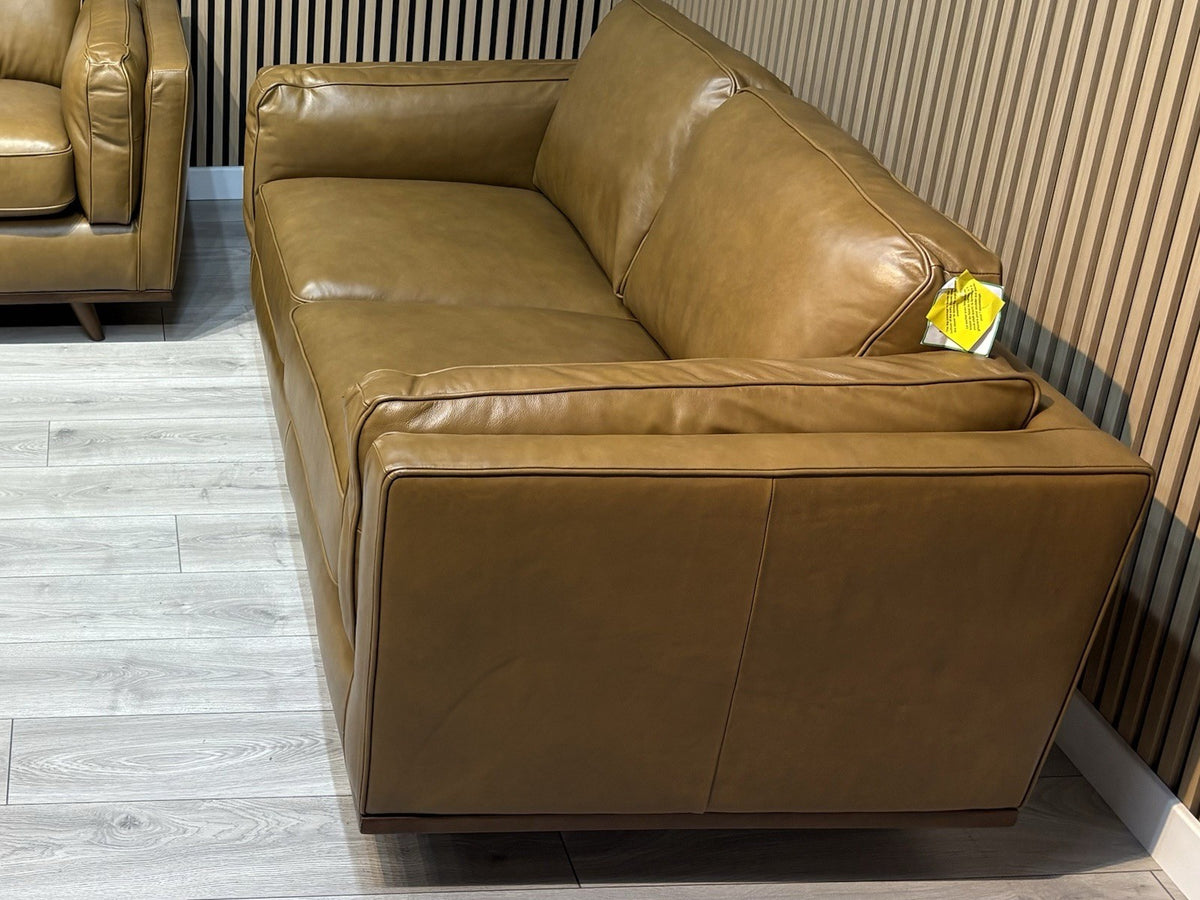 John Lewis Sample VALENCIA 2 Seater Leather Sofa, Caramel - RRP £2099