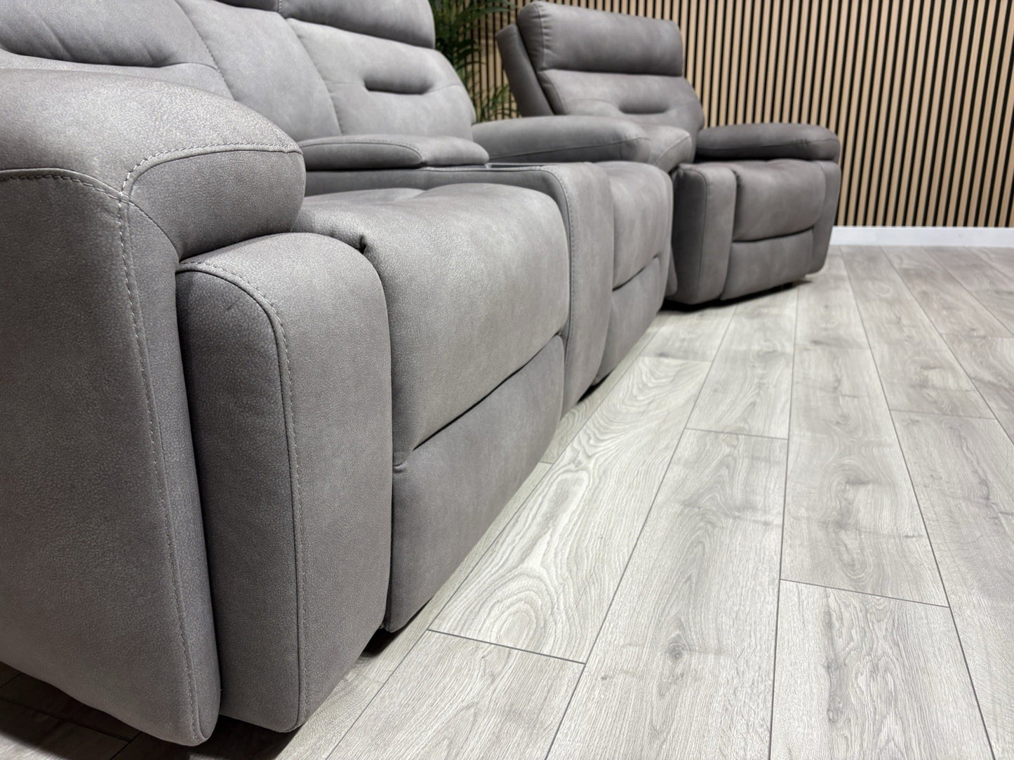 F. Village CINEMAX Fabric 2 Seater Media Sofa, Media Armchair + Stool RRP £4,385