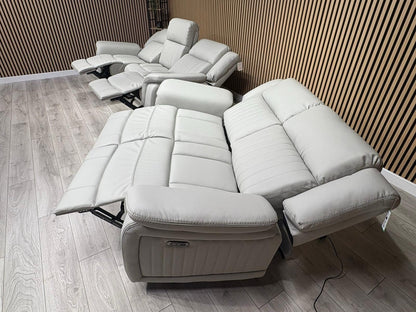 DOMINO 3 Seater + 2 Seater Leather Sofa Set, Power Recliners - RRP £2,995