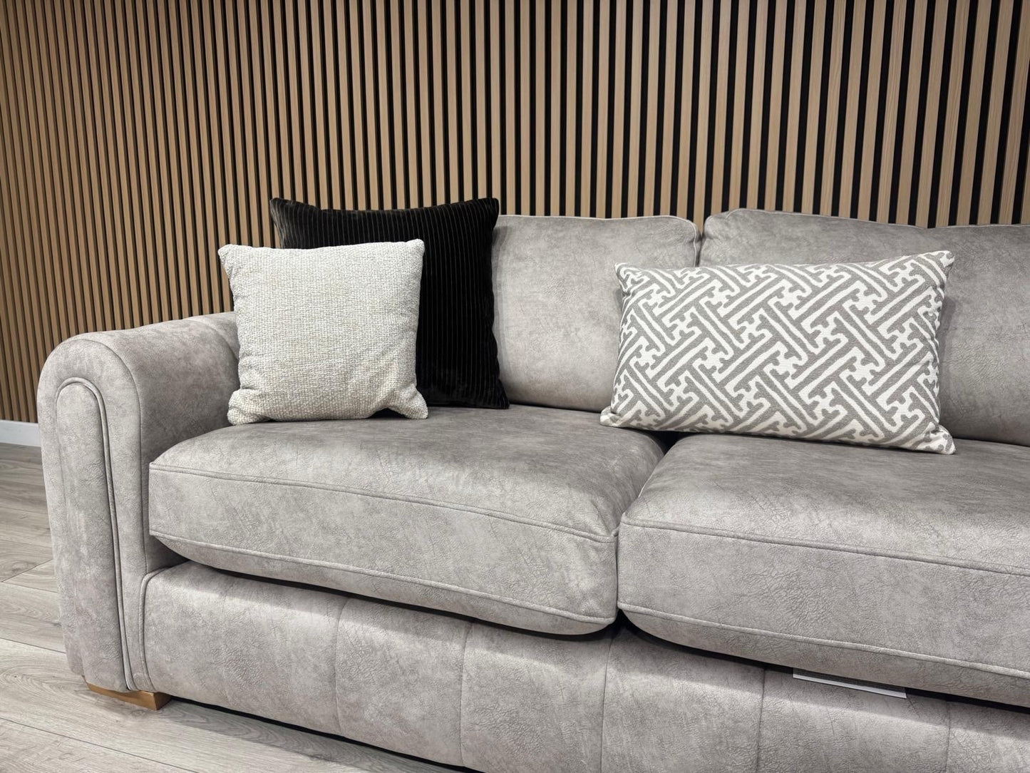 DEVINE Glamour Large Fabric 2 Corner 2 Sofa, Gemini Silver - RRP £2,895