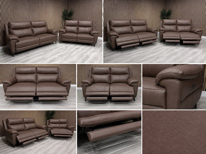 Furniture Village PANACHE Style Leather 3 + 2 Seater Power Recliner Sofa Set