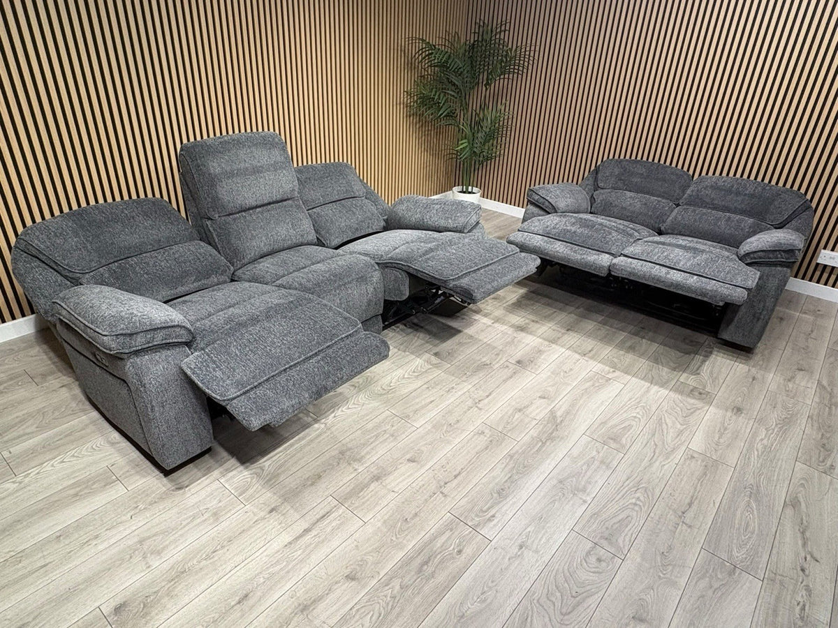 ORLANDO Fabric 3 Seater + 2 Seater Power Recliner Sofa Set - RRP £3398