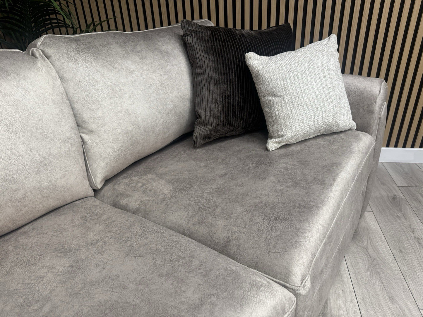 DEVINE Glamour Fabric 3 Seater + 2 Seater Sofa Set, Stone - RRP £2,598