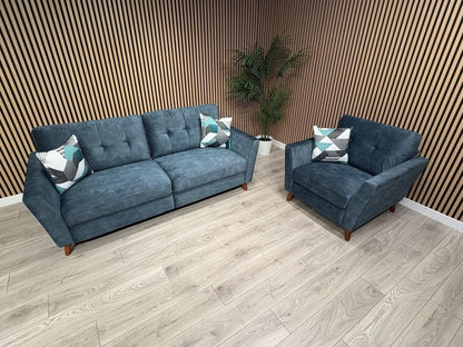 DFS - Studio Style 3 Seater Sofa + Armchair Power Set, Ocean Blue - RRP £2,448