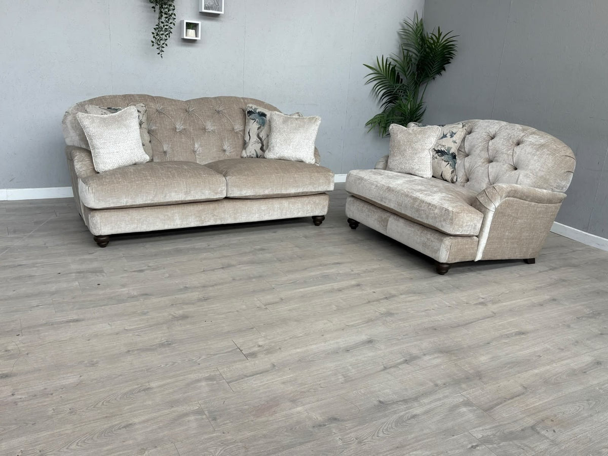 Alexander & James Fabric 3 Seater Button Back Sofa + Love Chair - RRP £3,298