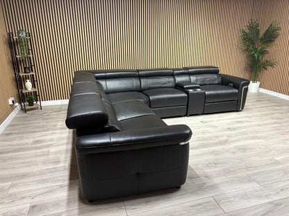 VENICE Leather 2 Corner 2 Power Recliner Sofa + Console - RRP £5,599