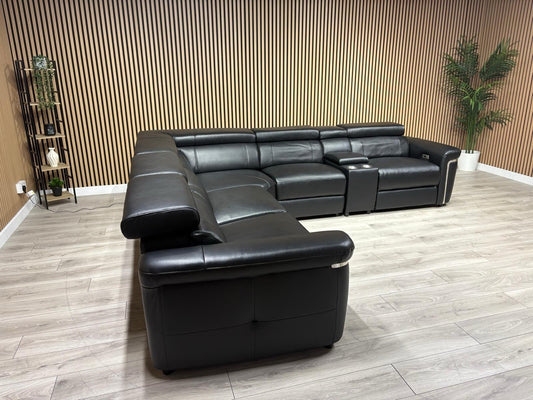 VENICE Leather 2 Corner 2 Power Recliner Sofa + Console - RRP £5,599