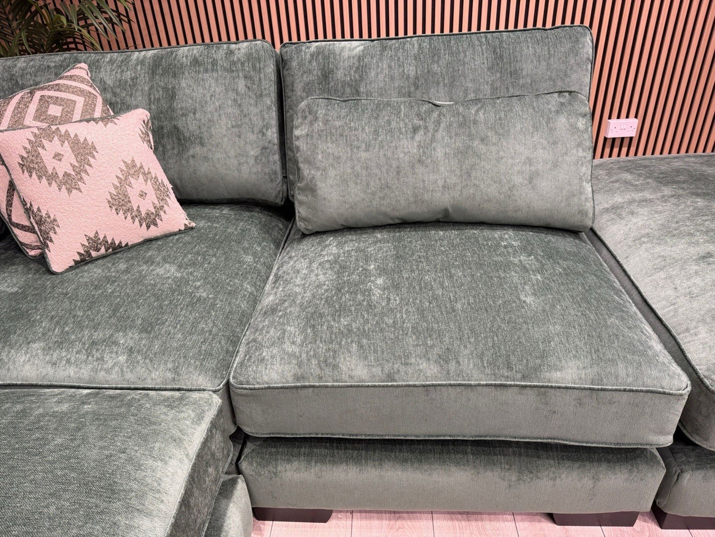 Sofology CAVALLI Style Fabric Open Chaise RHF Corner Sofa + Footstool - RRP £5398