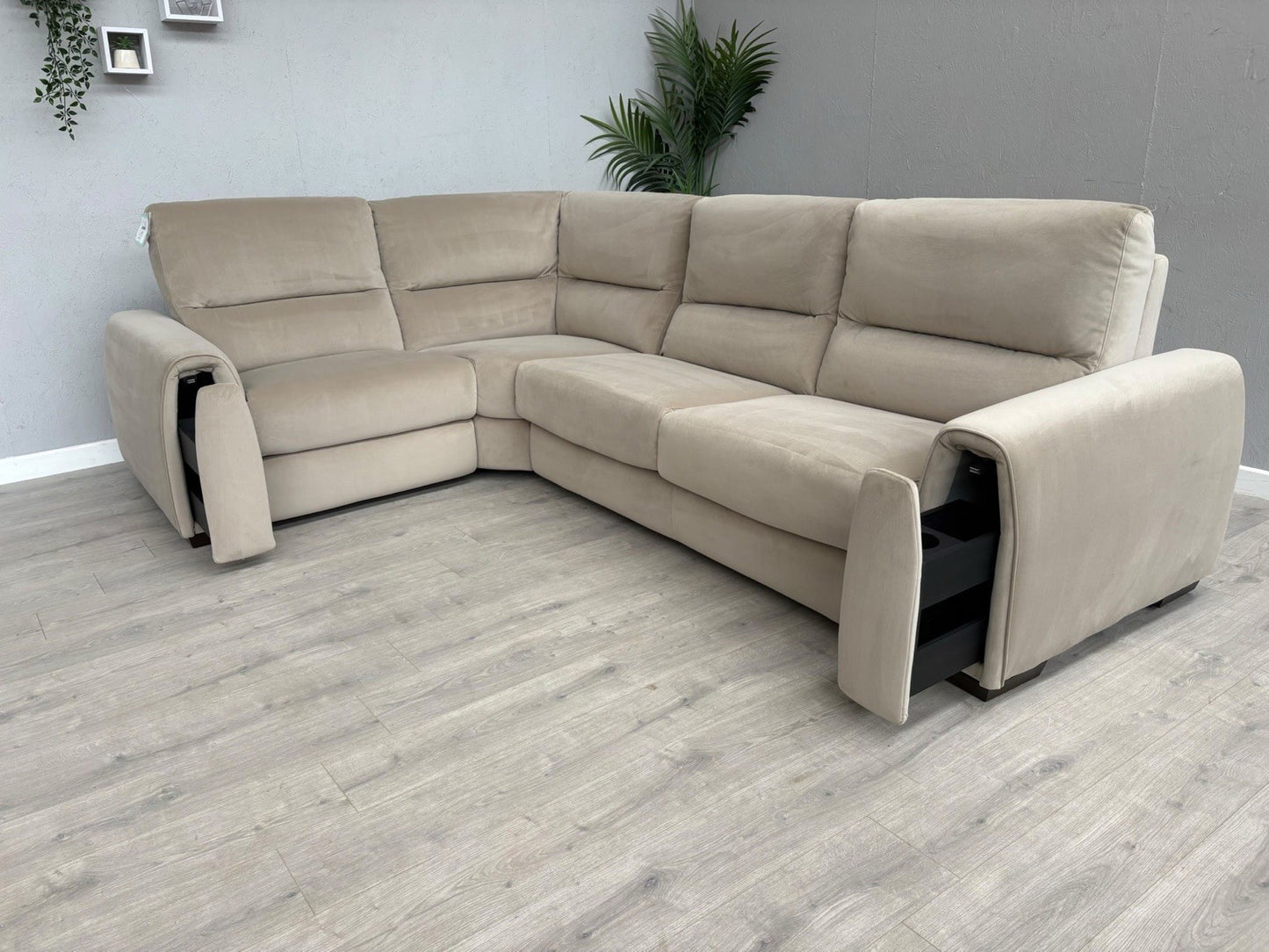F.V Flex LHF Corner Sofa Bed with Power Recliner & Storage Arms - RRP £2945