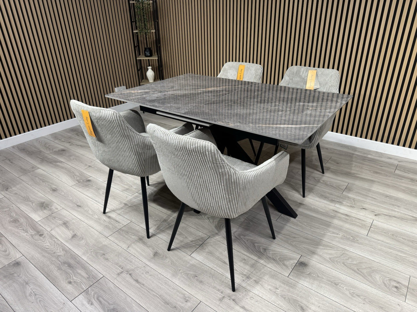 NEXT Sample - CRETE Marble Effect Extending Dining Table + 4 x Chairs. RRP £1899