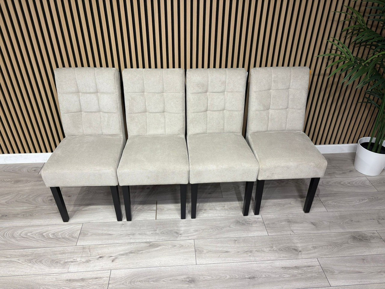 NEXT Sample - Flax Waffle Natural Fabric Dining Chairs