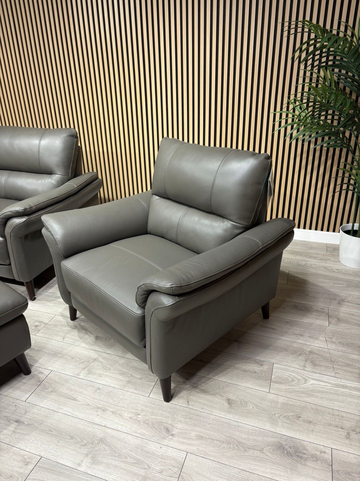Furniture Village WINNER Leather 3 Seater Sofa, Armchair + Footstool - RRP £2335