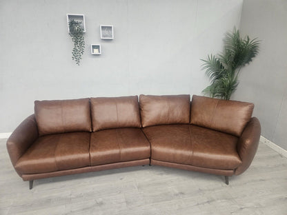 Sofology ADLER Leather 4 Seater Curved Asymmetric Sofa - RRP £1,999