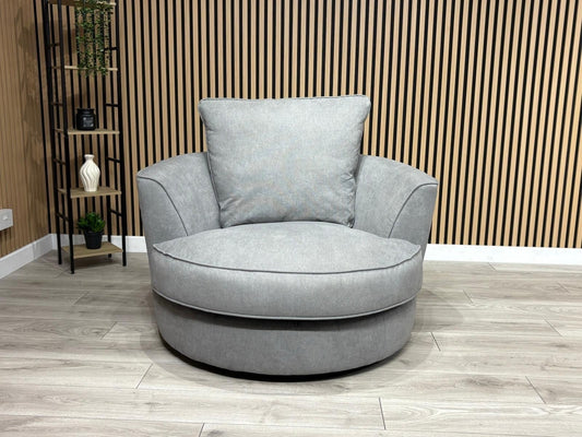 Furniture Village LEGEND Fabric Swivel Chair / Armchair, Pewter - RRP £845