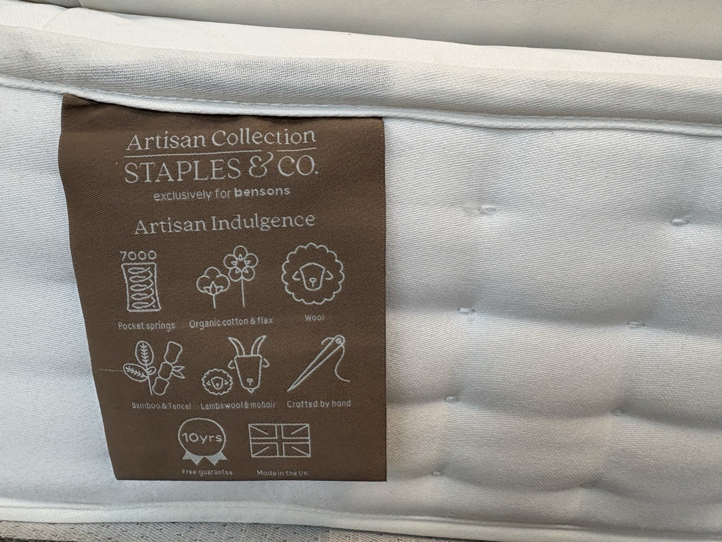 Staples and Co. Artisan INDULGENCE 5ft Kingsize Mattress, Medium - RRP £1,799