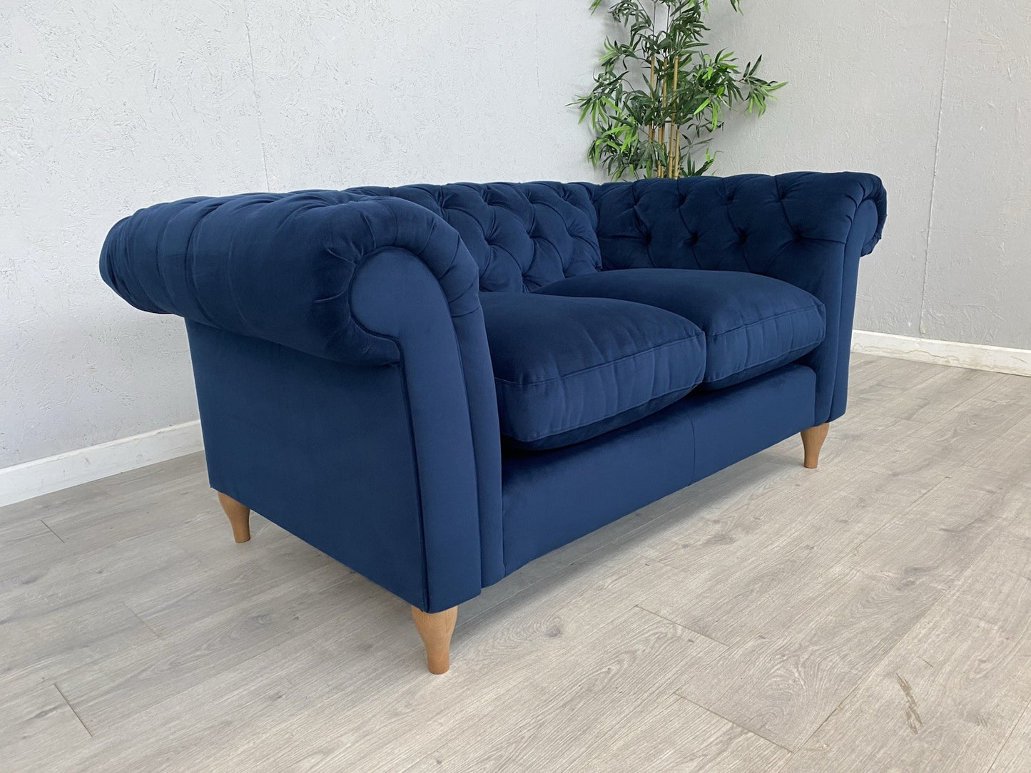 John Lewis - CROMWELL Chesterfield Fabric 2 Seater Sofa, Plush Navy - RRP £1,349