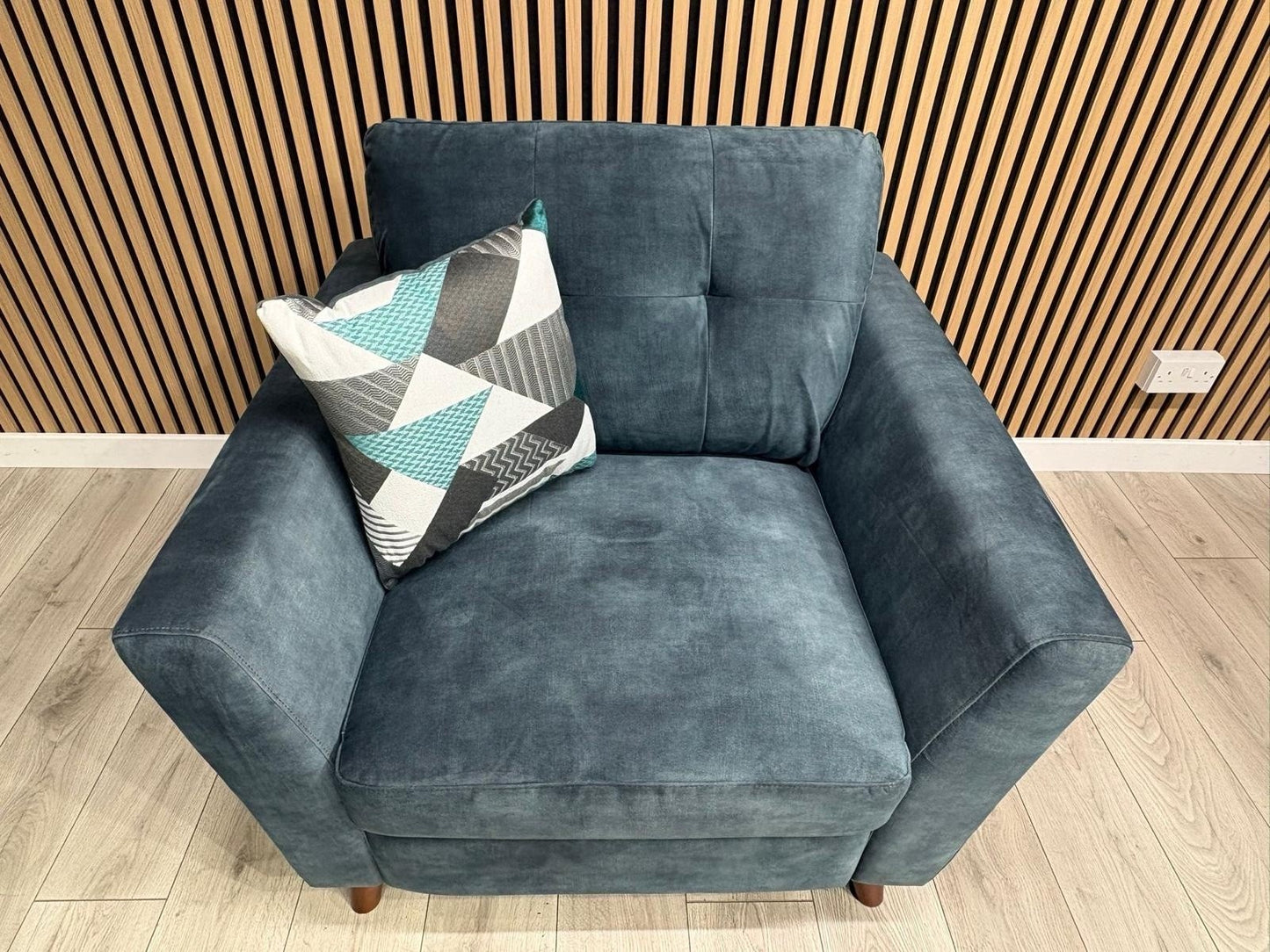 DFS - Studio Style 3 Seater Sofa + Armchair Power Set, Ocean Blue - RRP £2,448