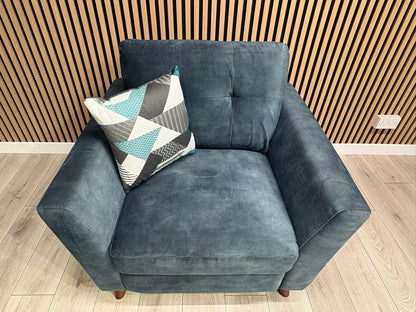 DFS - Studio Style 3 Seater Sofa + Armchair Power Set, Ocean Blue - RRP £2,448