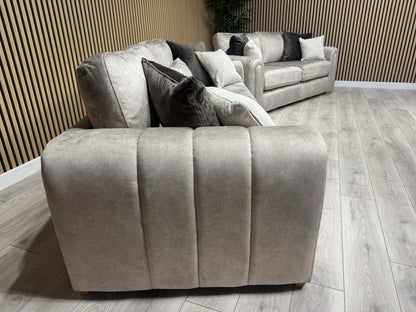 DEVINE Glamour Fabric 3 Seater Sofa, Stone -