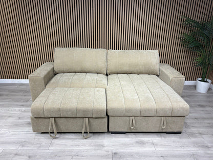 MONACO Premium Fabric RHF or LHF Chaise Sofa Bed with Storage - RRP £1549