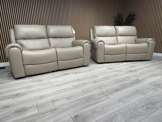 Oak FurnitureLand - EZRA Leather 2 x 2 Seater Power Recliner Sofa Set. RRP £5000