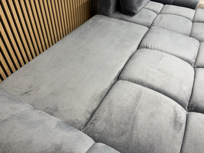 AZZURO Premium Fabric RHF Corner Chaise Sofa Bed with Storage, Grey - RRP £1,799