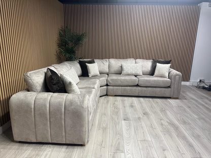 DEVINE Glamour Large Fabric 2 Corner 2 Sofa, Gemini Silver - RRP £2,895