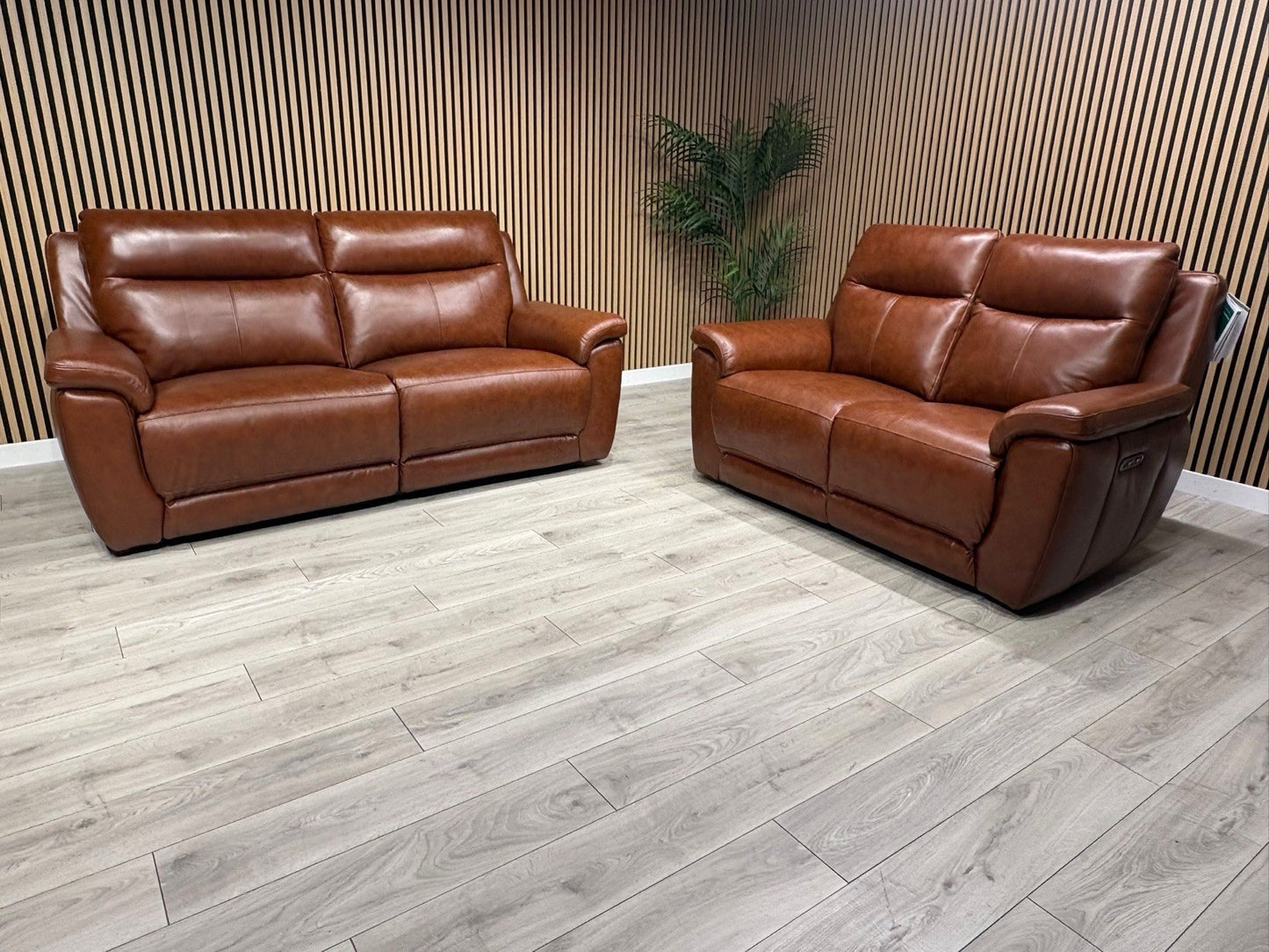 NAVONA 3 Seater + 2 Seater Leather Sofa Set, Power Recliners - RRP £3,498