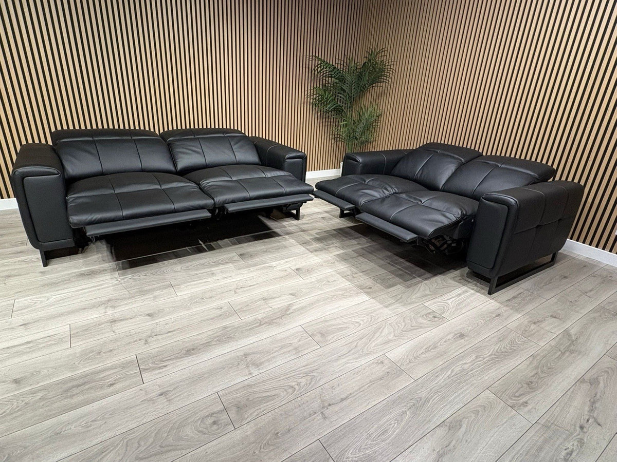 MARELLA 3 Seater + 2 Seater Power Recliner Leather Sofa Set RRP £4399
