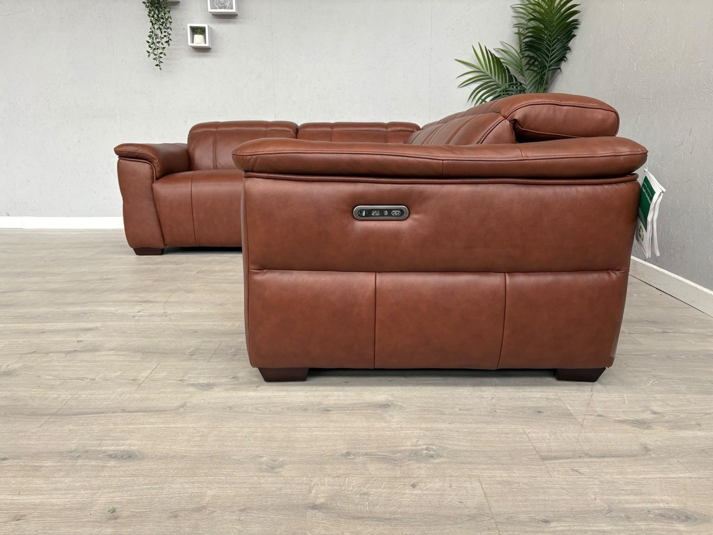 F.V Inca Leather Power Recliner Corner Sofa + Power Headrests - RRP £4095